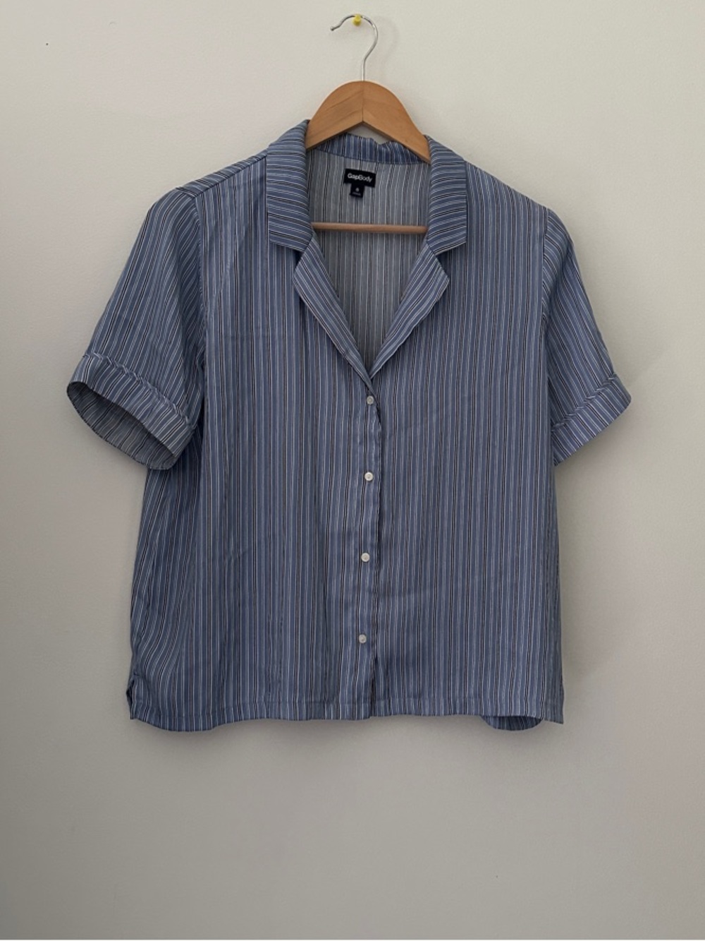 Blue and White Striped Button-Front Shirt